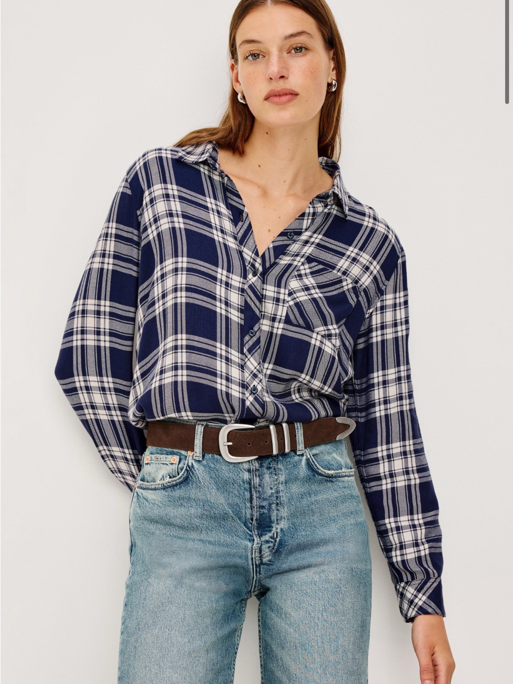Rails Hunter Shirt Navy & White Plaid Button-Up Shirt Super Soft $178 Medium